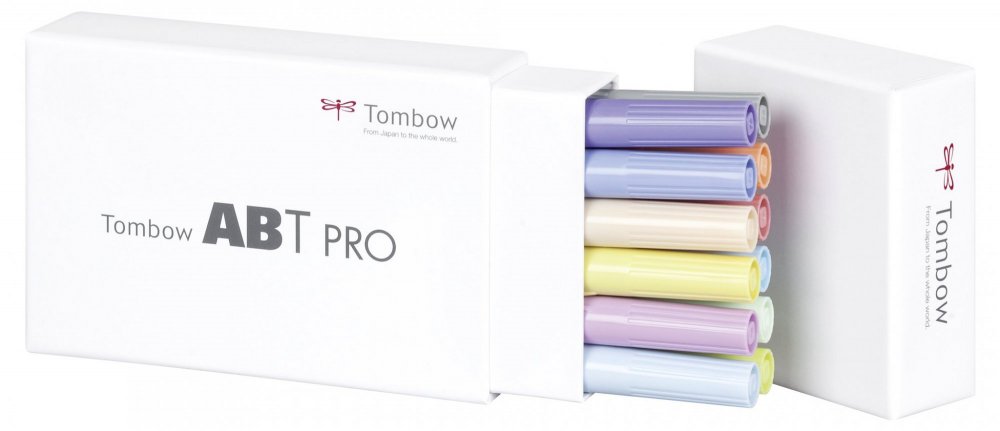 Tombow Sada obojstranných liehových fixiek ABT PRO s dvoma hrotmi – Pastel colors, 12 ks